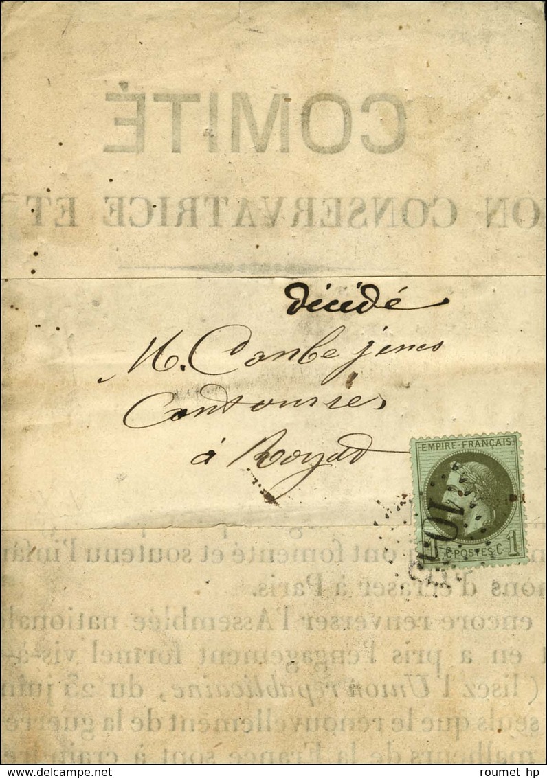 GC 1053 (Clermont-Ferrand) / N° 25 Sur Imprimé Sous Bande Pour Royat. - TB. - 1863-1870 Napoléon III Lauré