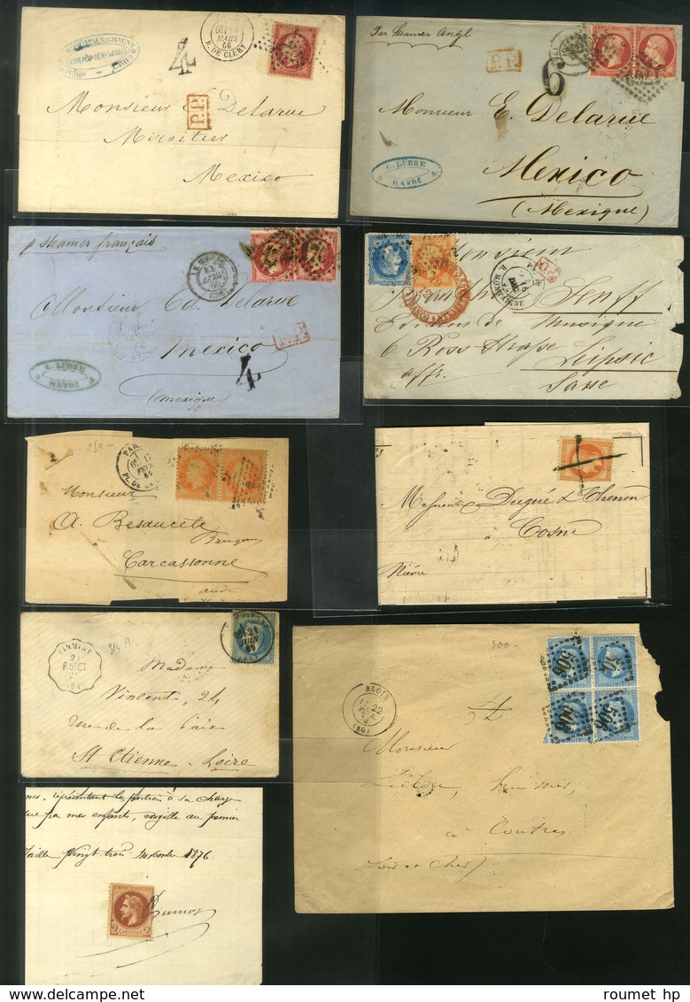 Lot De 27 Lettres Empire Dentelé Et Lauré. - B / TB. - 1863-1870 Napoléon III Lauré