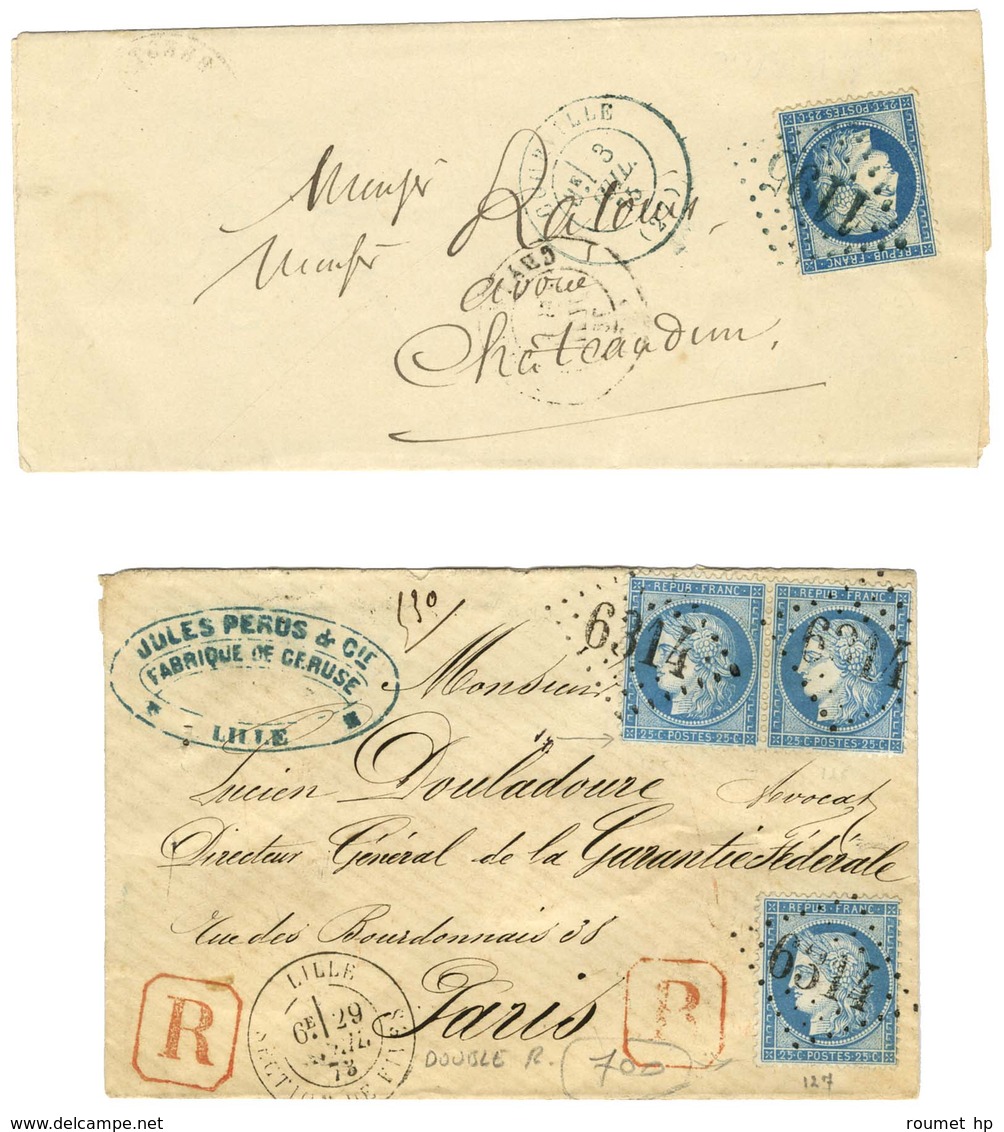 Lot De 2 Lettres Affranchies Avec N° 60 Dont GC Bleu. - TB. - 1871-1875 Cérès