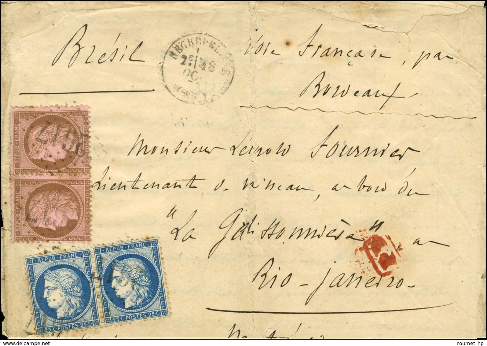 GC 2617 / N° 58 Paire + 60 Paire Càd T 16 NEGREPELISSE (85) Sur Lettre Avec Long Texte En Triple Port Au Tarif De Milita - 1871-1875 Cérès