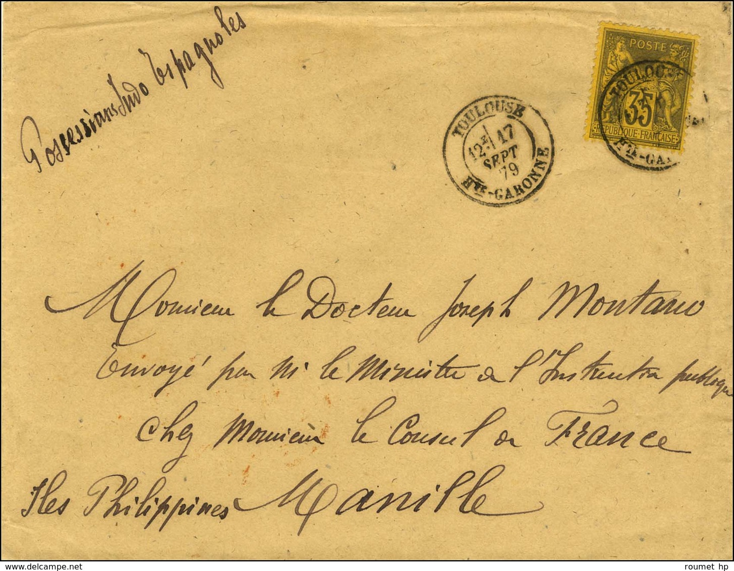 Càd TOULOUSE / N° 93 Sur Lettre Pour Manille. 1879. - TB / SUP. - R. - 1876-1878 Sage (Type I)