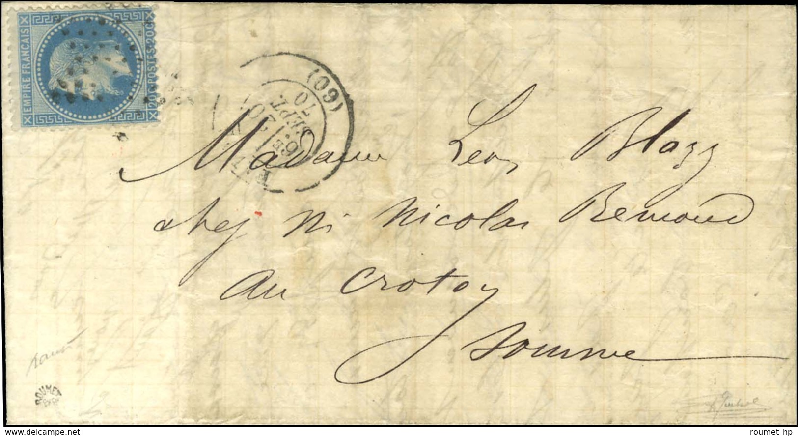 Etoile évidée / N° 29 Càd PARIS (60) 20 SEPT. 70 6e Levée Sur Lettre Avec Texte Daté Du 20 Septembre 1870 Pour Le Crotoy - Krieg 1870