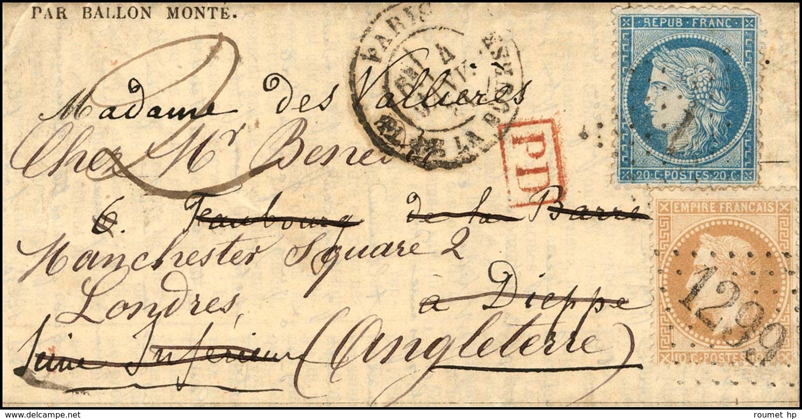 Etoile 1 / N° 37 Càd PL. DE LA BOURSE 4 JANV. 71 Sur Gazette Des Absents N° 22 Pour Dieppe (Càd D'arrivée 16 JANV. 71) R - Guerre De 1870