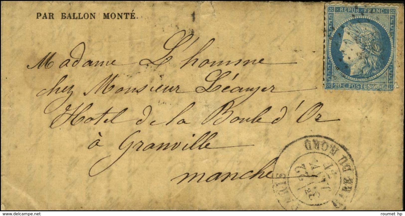 Etoile 26 / N° 37 Càd PARIS / GARE DU NORD 22 JANV. 71 Sur Gazette Des Absents N° 30 Pour Granville. Au Verso, Càd D'arr - Guerre De 1870