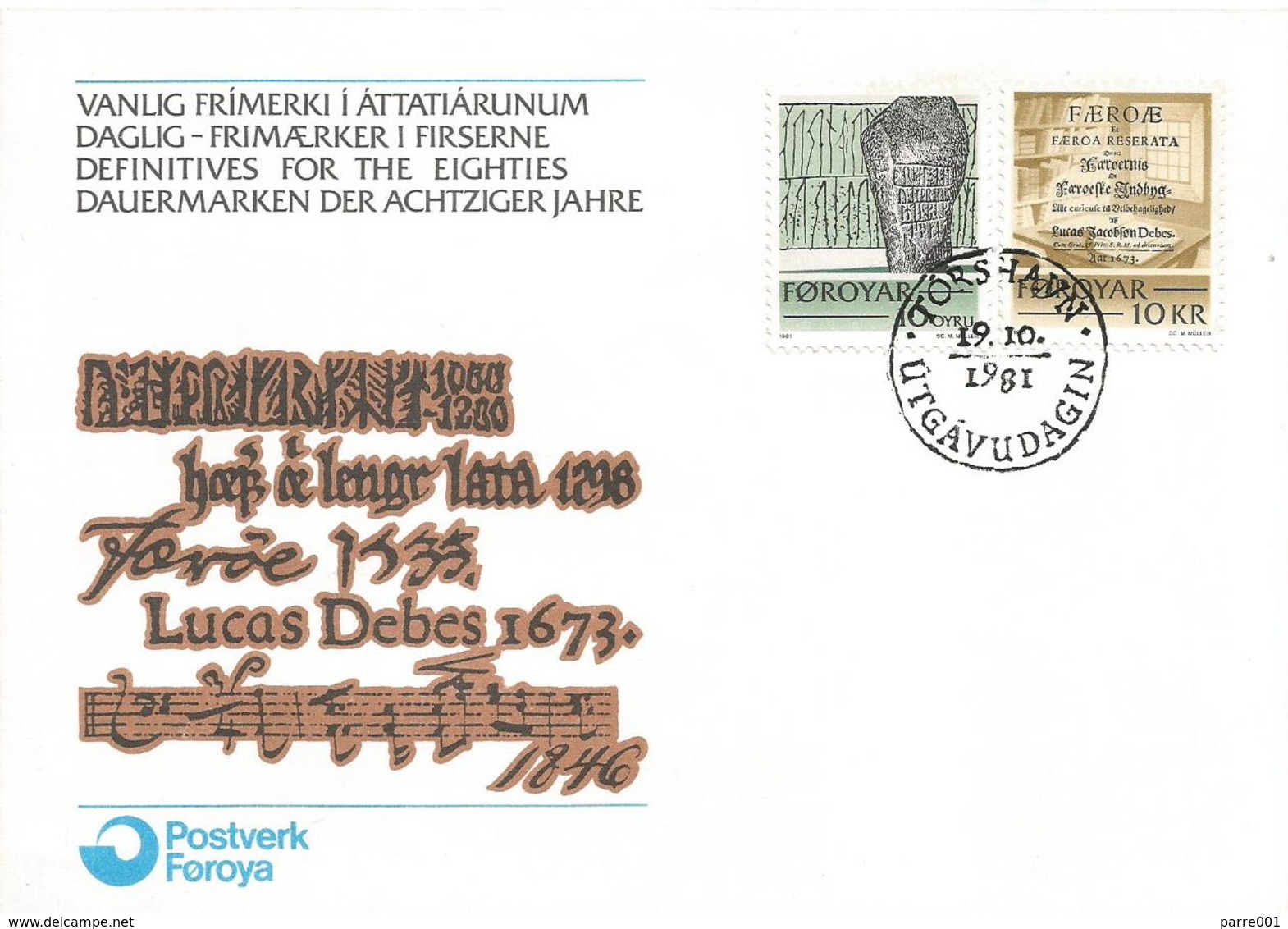 Faroer 1981 Torshavn Viking Rune Script Menhir Writing FDC Cover - Vor- Und Frühgeschichte