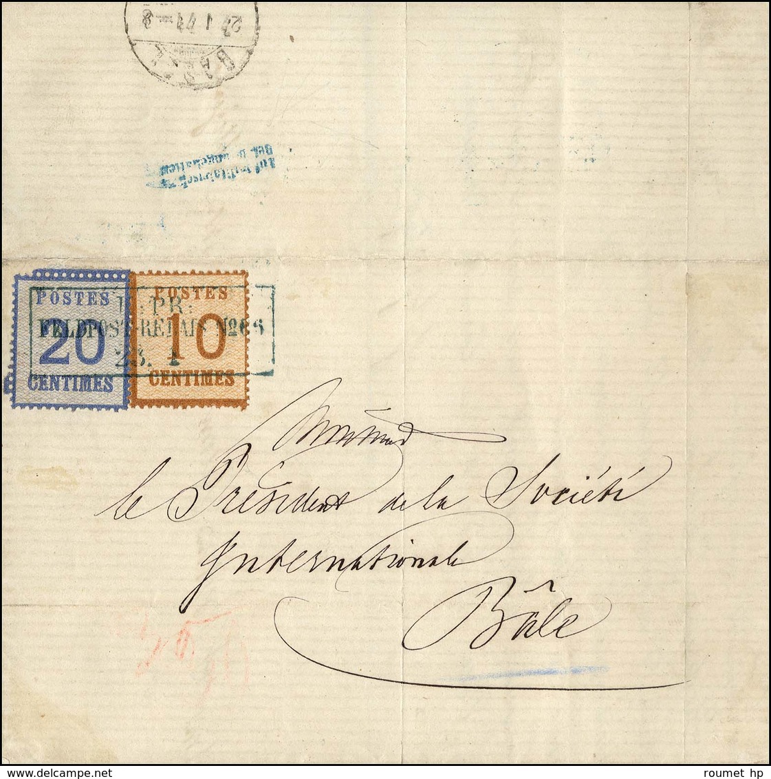Cachet K. PR FELDPOST RELAIS N° 66 / Als. N° 5 + 6 Sur Lettre Avec Texte D'Epinal Adressée Au Président De La Société In - Guerre De 1870
