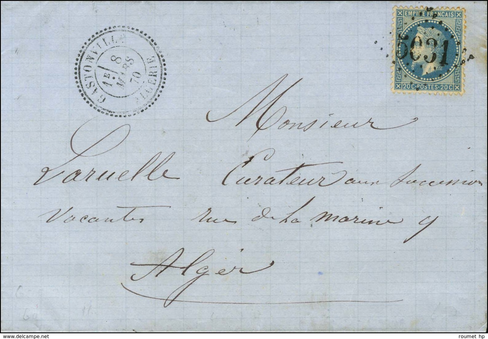 GC 5031 / N° 29 Càd T 24 GASTONVILLE / ALGERIE Sur Lettre Avec Texte Daté De Robertville Pour Alger. - SUP. - R. - Autres & Non Classés