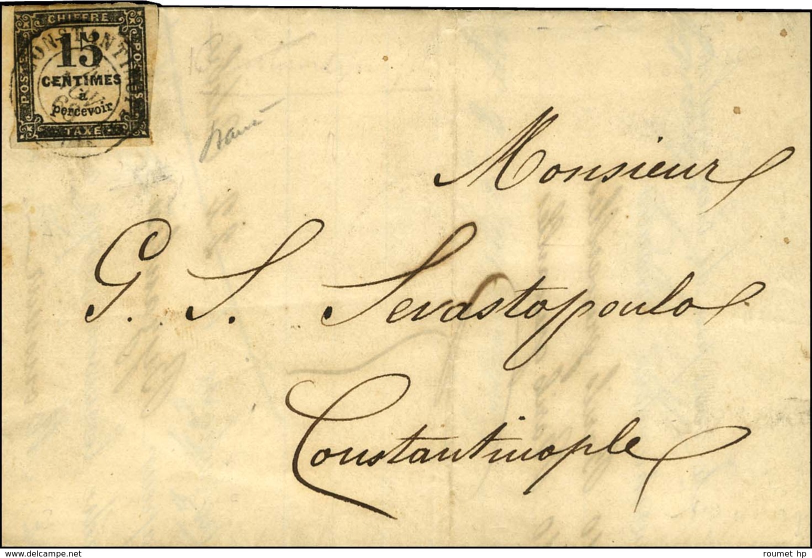 Càd CONSTANTINOPLE / TURQUIE / Timbre-Taxe N° 3 Sur Lettre Avec Texte Daté De Constantinople Le 2 Novembre 1868 Adressée - Poste Maritime