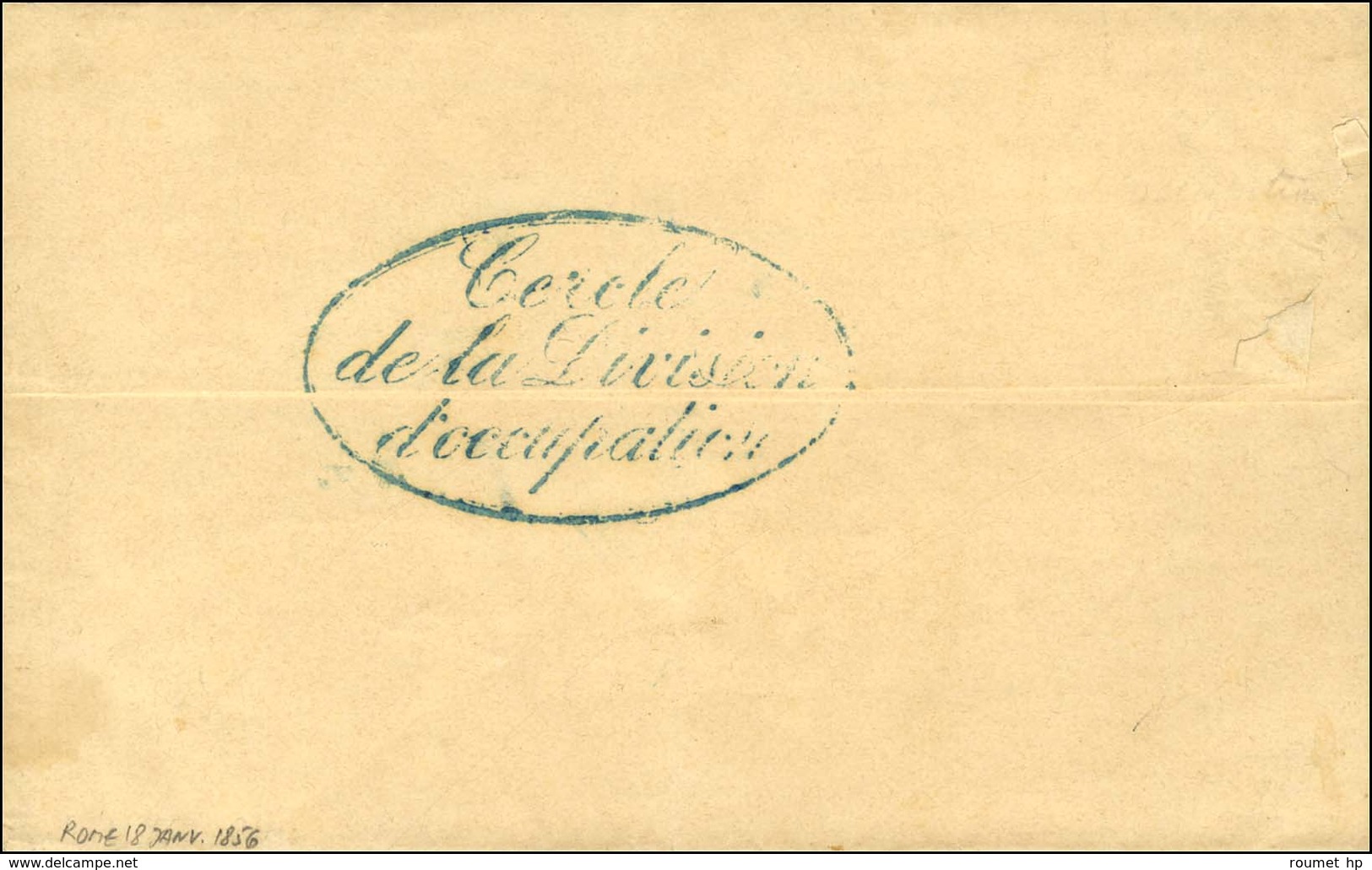 Cachet Bleu CERCLE / DE LA DIVISION / D'OCCUPATION Sur Lettre Avec Texte Daté De Rome Le 18 Janvier 1856 Adressée Locale - Marques D'armée (avant 1900)