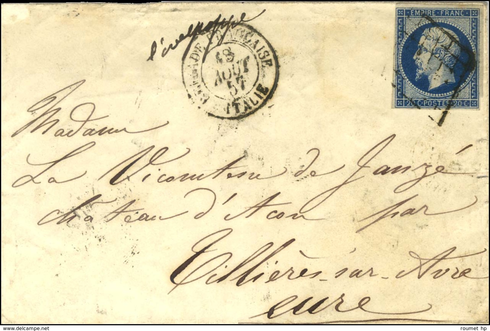 Grille / N° 14 Càd BRIGADE FRANCAISE / ITALIE 18 AOUT 57. - TB. - Army Postmarks (before 1900)