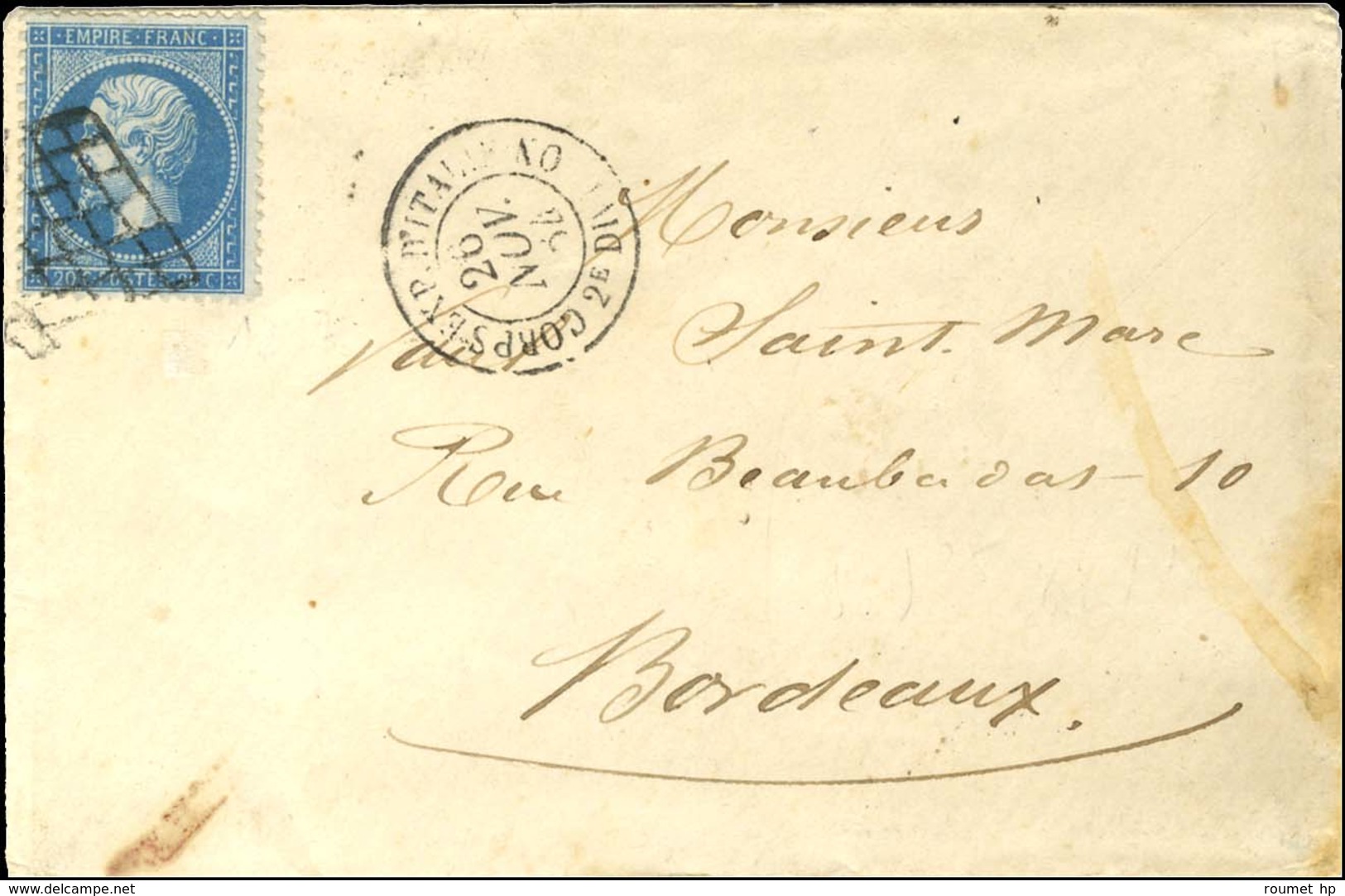 Grille / N° 22 Càd CORPS EXP. D'ITALIE / 2e DIVISION. 1864. - TB. - Army Postmarks (before 1900)