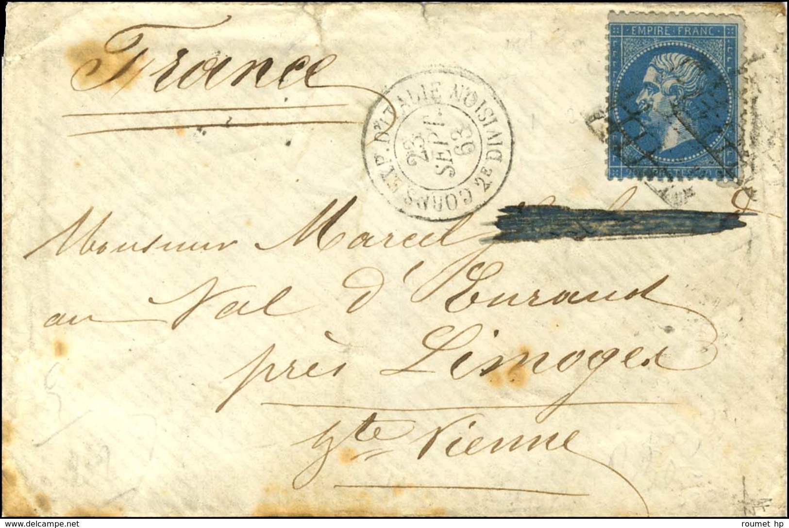 Grille / N° 22 Càd CORPS EXP. D'ITALIE / 2e DIVISION. 1863. - TB. - Marques D'armée (avant 1900)