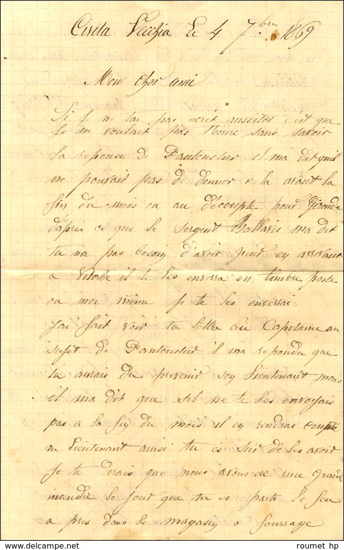Losange CER / N° 29 Càd 2 CORPS EXPEDre 2 / ROME Sur Lettre Avec Texte Daté De Civita Vecchia Le 4 Septembre 1869. - TB. - Marques D'armée (avant 1900)