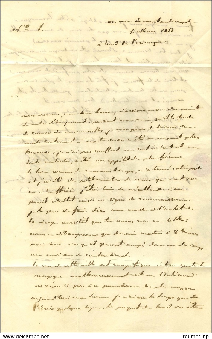 Lettre Avec Texte Daté En Vue De Constantinople Le 5 Mars 1855. Au Recto, Càd D'entrée ESCADRE DE LA MEDITERRANNEE / * 1 - Marques D'armée (avant 1900)