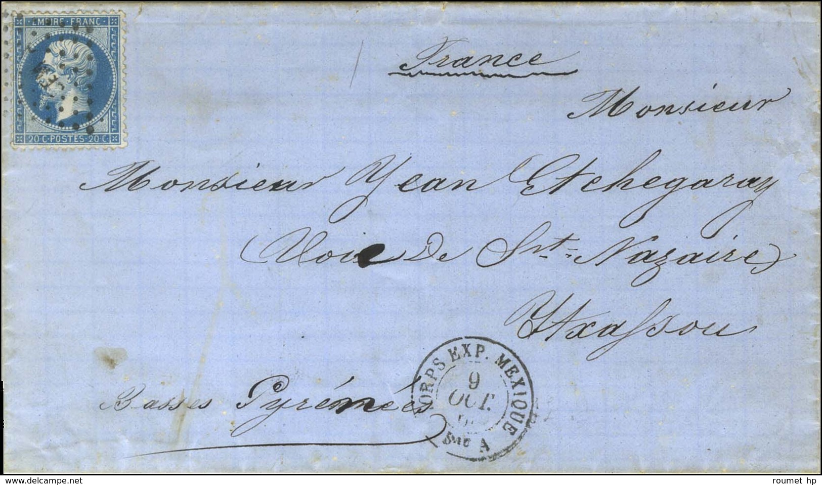 Losange CEMA / N° 22 Càd CORPS EXP. MEXIQUE / Bau A. 1866. - TB / SUP. - Army Postmarks (before 1900)