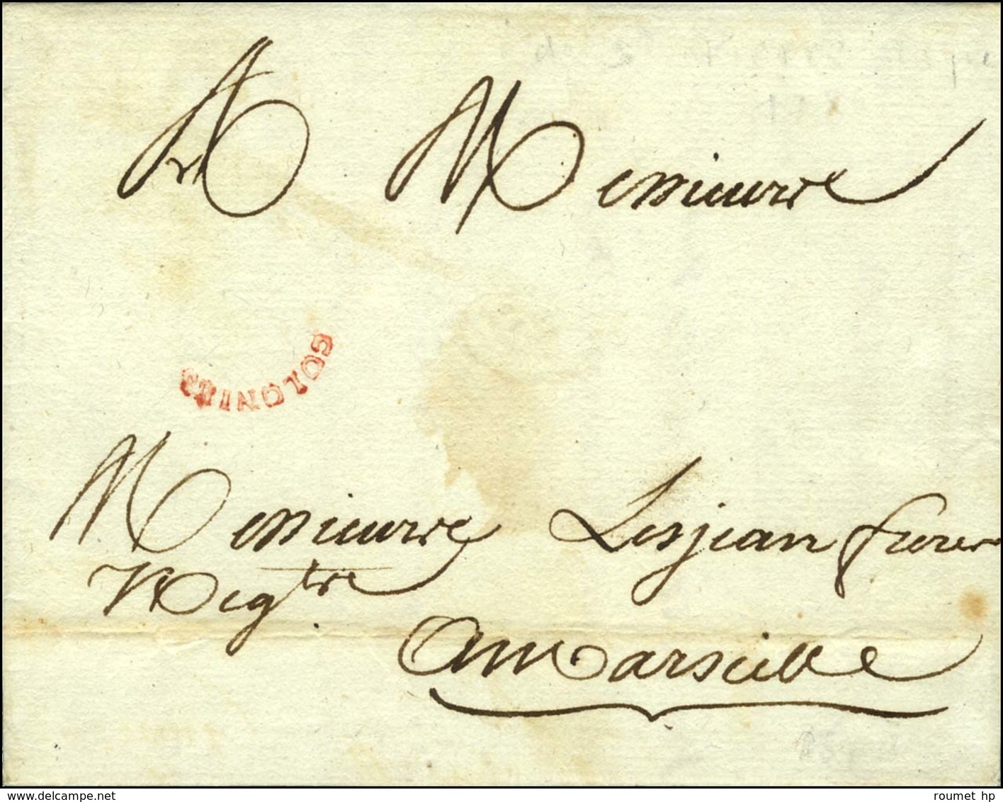 Lettre Avec Texte Daté De St Pierre De La Martinique Le 24 Janvier 1786 Pour Marseille. Au Recto, Marque Postale D'entré - Poste Maritime