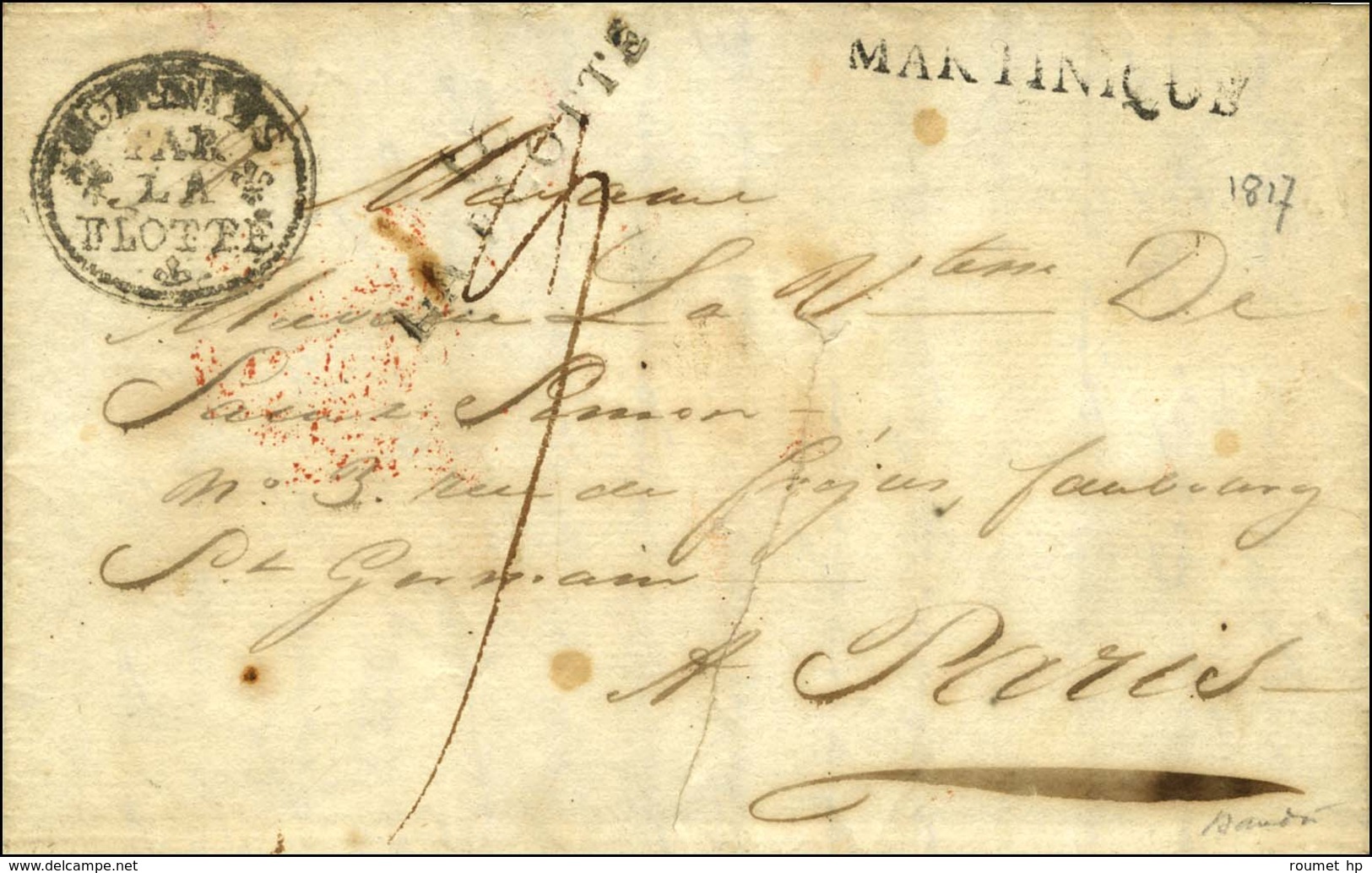 Lettre Avec Texte Daté Du 15 Novembre 1816 Pour Paris. Au Recto, Marque Postale D'entrée COLONIES / PAR / LA / FLOTTE (S - Poste Maritime