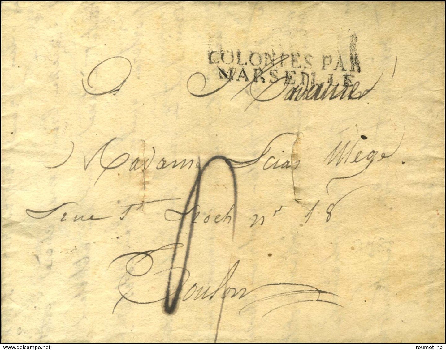 Lettre Avec Texte Daté De Smyrne Le 20 Mai 1822 Pour Toulon. Au Recto, Marque Postale D'entrée COLONIES PAR / MARSEILLE  - Poste Maritime