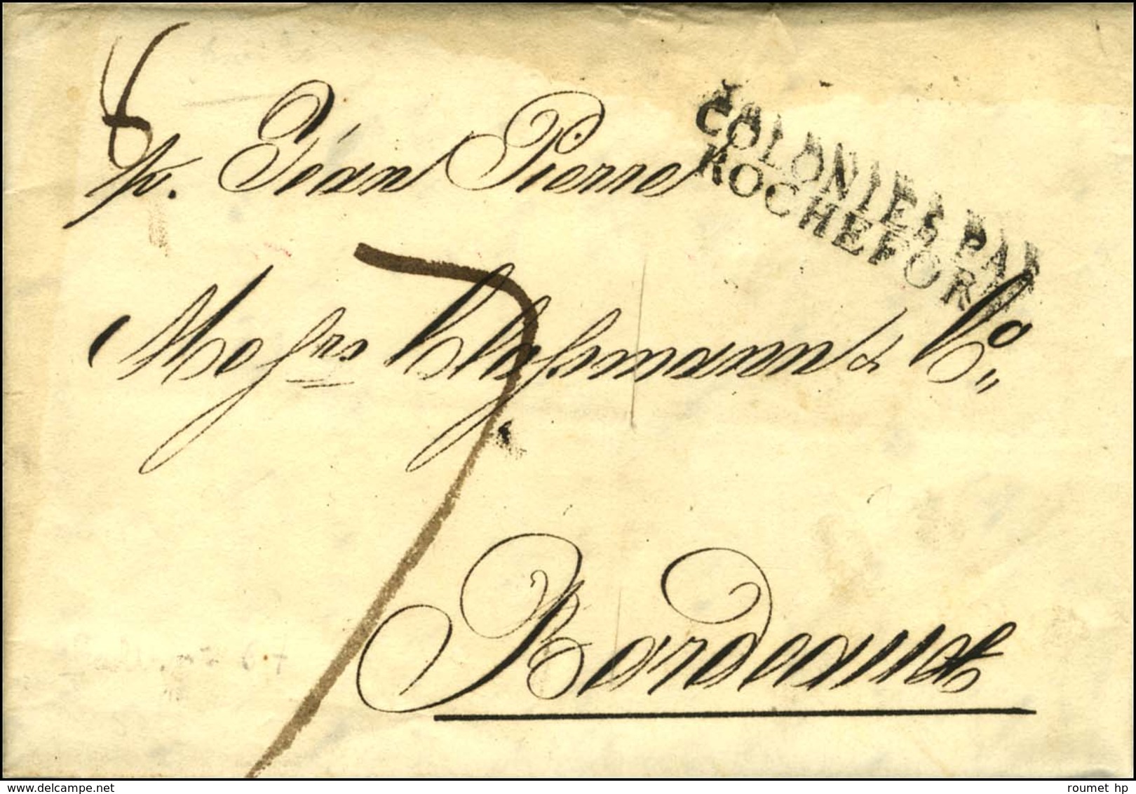 Lettre Avec Texte Daté D'Alvarado Le 11 Août 1825 Pour Bordeaux. Au Recto, Marque Postale D'entrée COLONIES PAR / ROCHEF - Poste Maritime