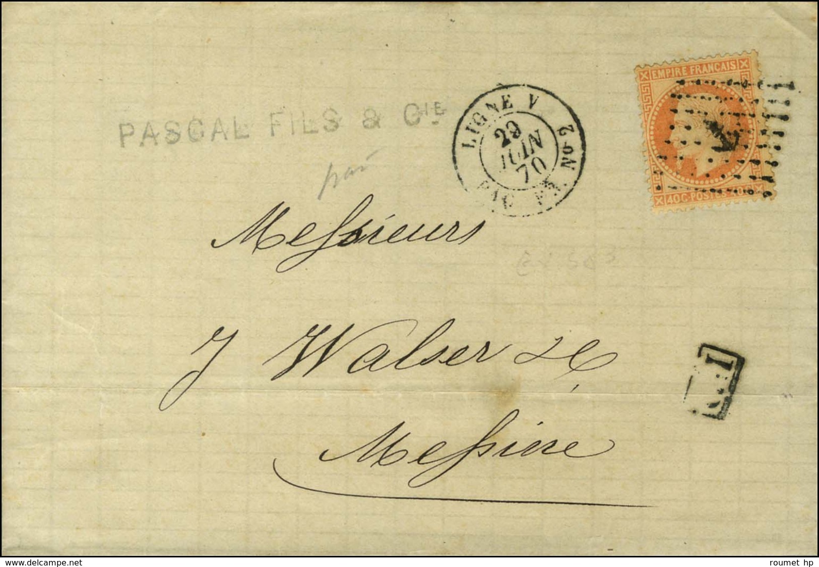 Ancre / N° 31 Càd LIGNE V / PAQ. FR N° 2 Sur Lettre De Marseille Pour Messine. 1870. - TB / SUP. - Poste Maritime