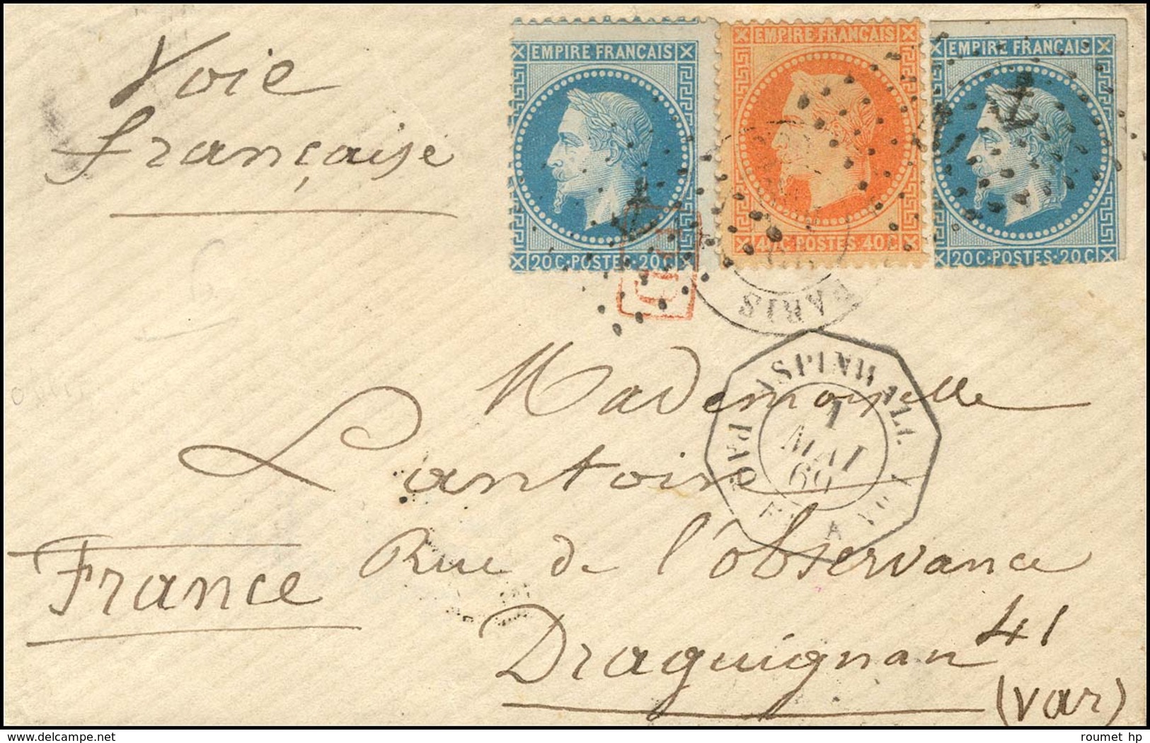 Ancre / N° 29 + 29 Réutilisé + 31 Càd Octo ASPINWALL / PAQ. FR. A N° 1 Sur Lettre Pour Draguignan. 1869. - TB / SUP. - R - Poste Maritime