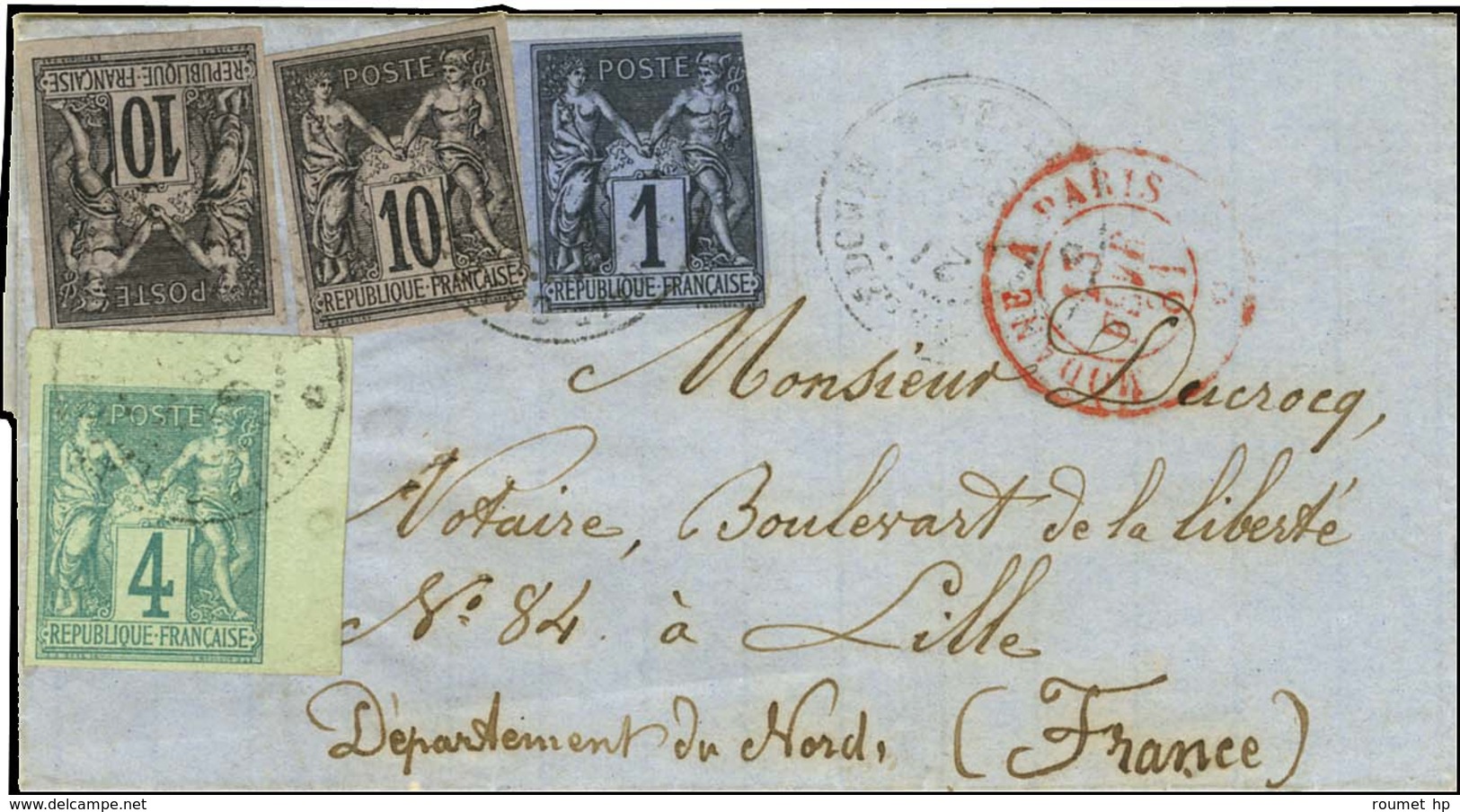 Càd Nlle - CALEDONIE / NOUMEA / Col. Gen. N° 25 + 37 + 40 (2) Sur Lettre Pour La France. 1881. Exceptionnel Affranchisse - Poste Maritime