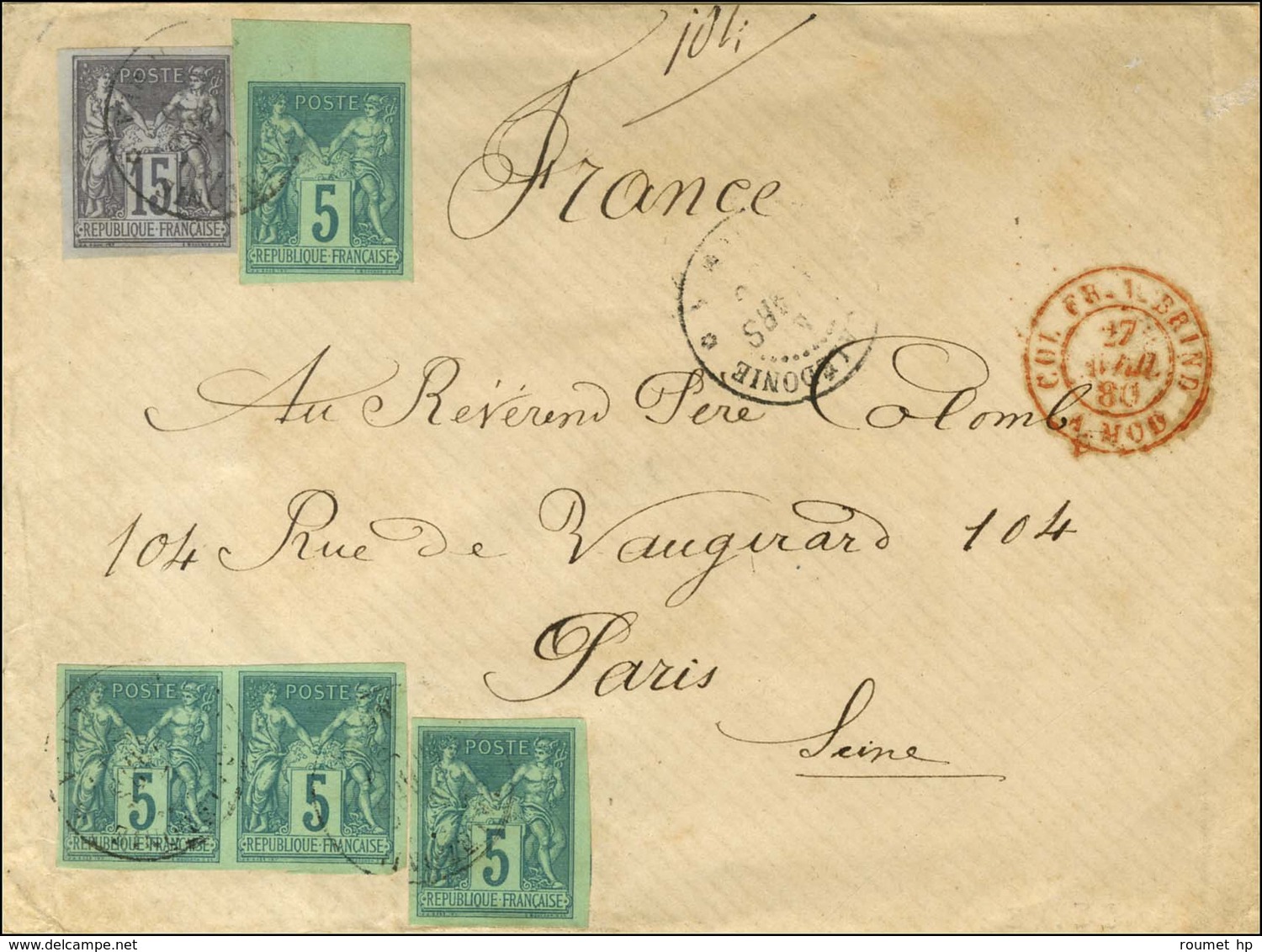 Càd Nlle - CALEDONIE / NOUMEA / Col. Gen. N° 31 (4) + 33 Sur Lettre Pour La France. 1880. - SUP. - R. - Poste Maritime