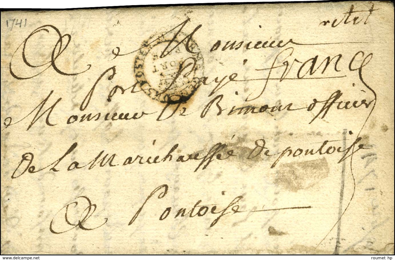 Marque Postale Ornée FERME GEN. DES POSTES / PORT / PAYE (L N° 34). 1741. - TB. - 1701-1800: Précurseurs XVIII