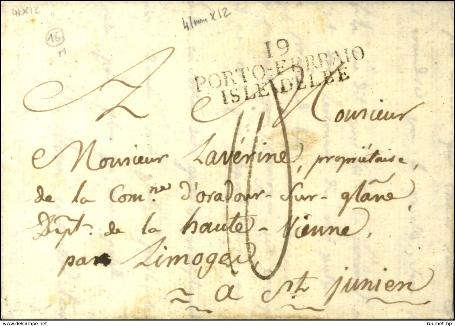 19 / PORTO-FERRAIO / ISLE D'ELBE Sur Lettre Avec Texte Daté 1806. - SUP. - 1801-1848: Précurseurs XIX