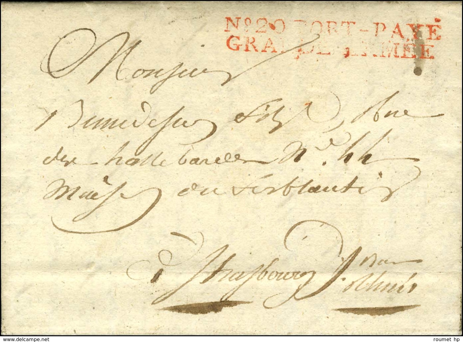 N° 20 PORT-PAYE / GRANDE ARMEE Rouge Sur Lettre Avec Texte Et En-tête Imprimé Daté Au Quartier Général à Berlin. 1807. - - Marques D'armée (avant 1900)