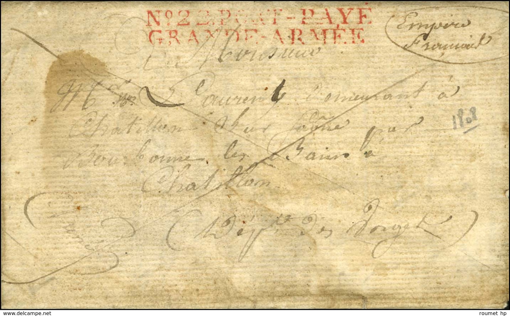 N° 22 PORT-PAYE / GRANDE ARMEE Rouge Sur Lettre Avec Texte Daté De Berzfeld Le 14 Juin 1808 (militaire Cantonné Près Tem - Marques D'armée (avant 1900)