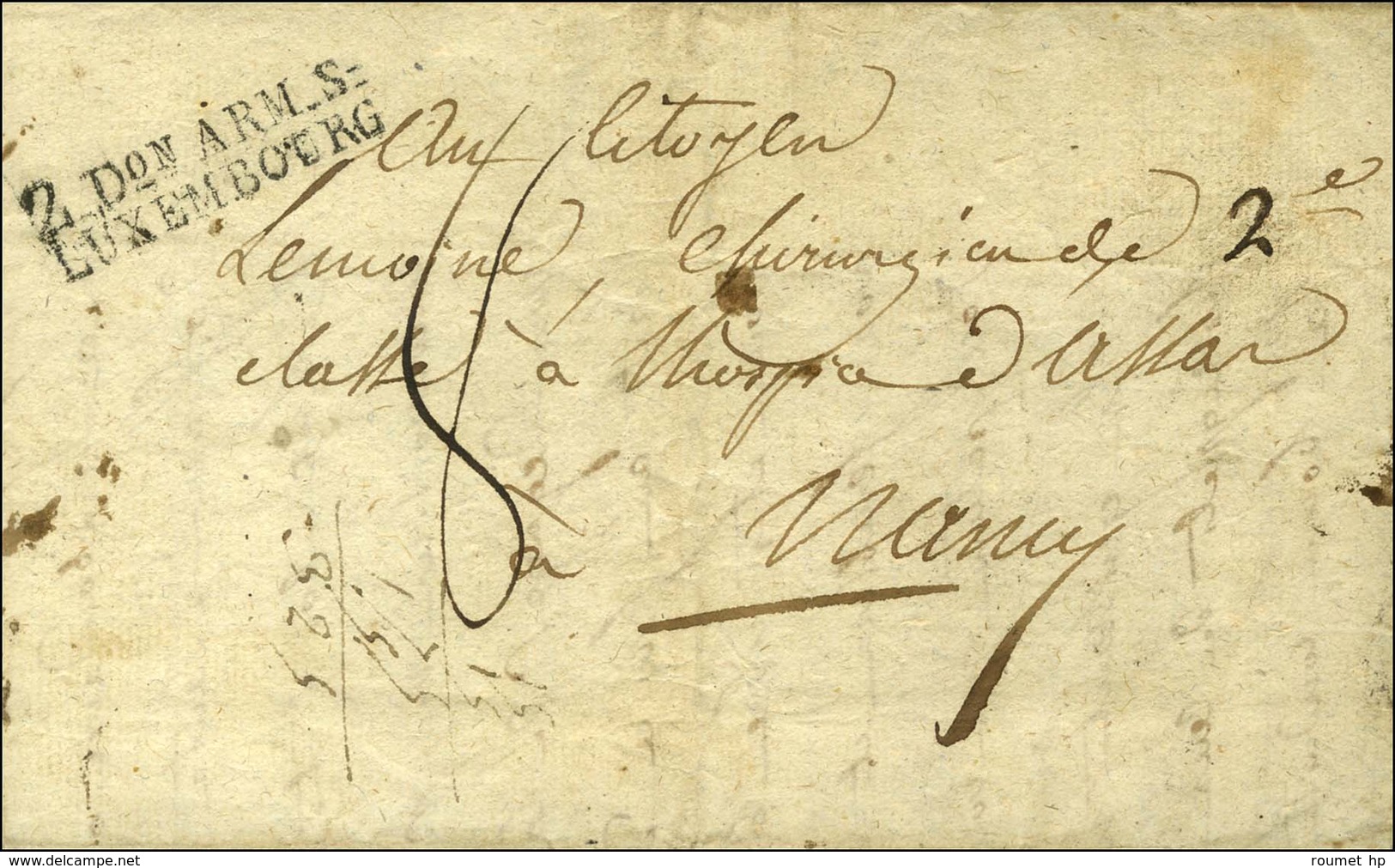 2 Don ARM. S / LUXEMBOURG Sur Lettre Avec Texte Daté De Trèves 1795. - SUP. - RR. - Marques D'armée (avant 1900)