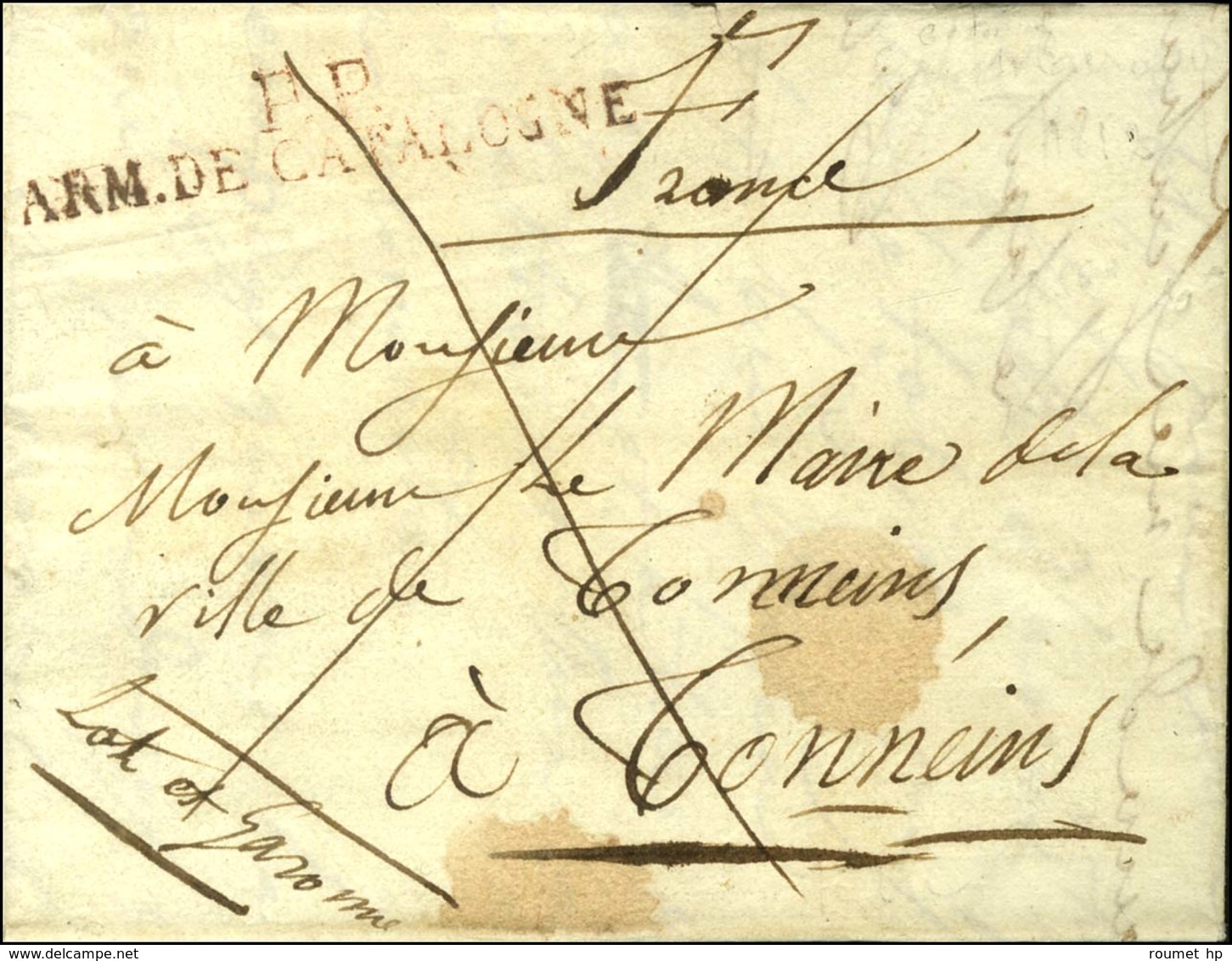 P.P. / ARM. DE CATALOGNE Rouge Sur Lettre Avec Texte Daté De Gironne Le 5 Juillet 1812. - TB. - R. - Marques D'armée (avant 1900)