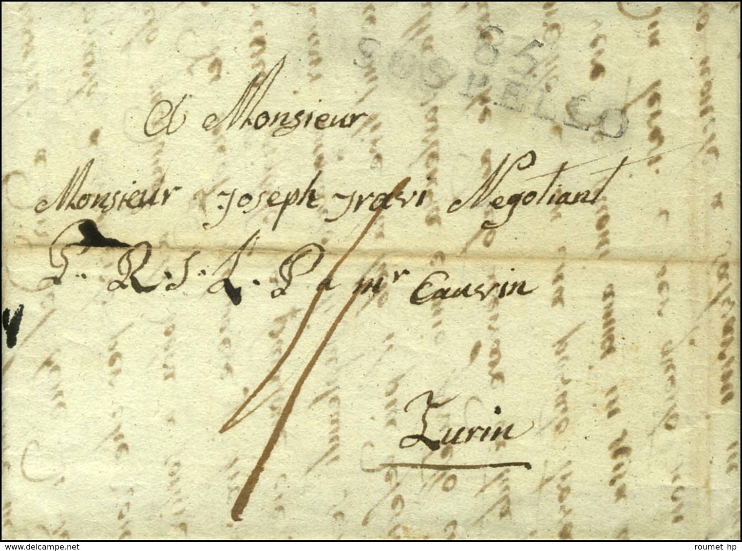 85 / SOSPELLO Sur Lettre Avec Texte Daté Du 20 Décembre 1813 Pour Turin. - TB. - 1792-1815: Départements Conquis