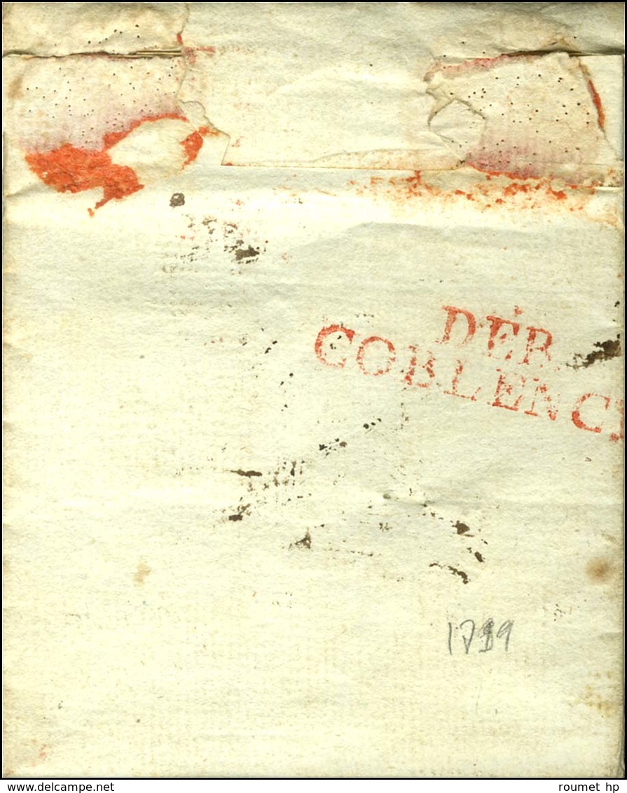 60 / FRANCIADE Sur Lettre Avec Texte Daté An 7. Au Verso, DEB. / COBLENCE Rouge. - TB. - R. - 1792-1815: Départements Conquis