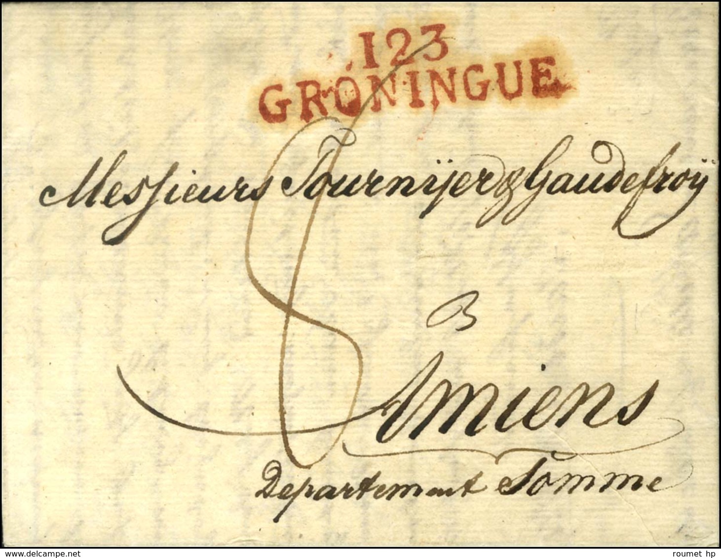 123 / GRONINGUE Rouge Sur Lettre Avec Texte Daté Du 31 Mai 1812. - SUP. - 1792-1815: Départements Conquis