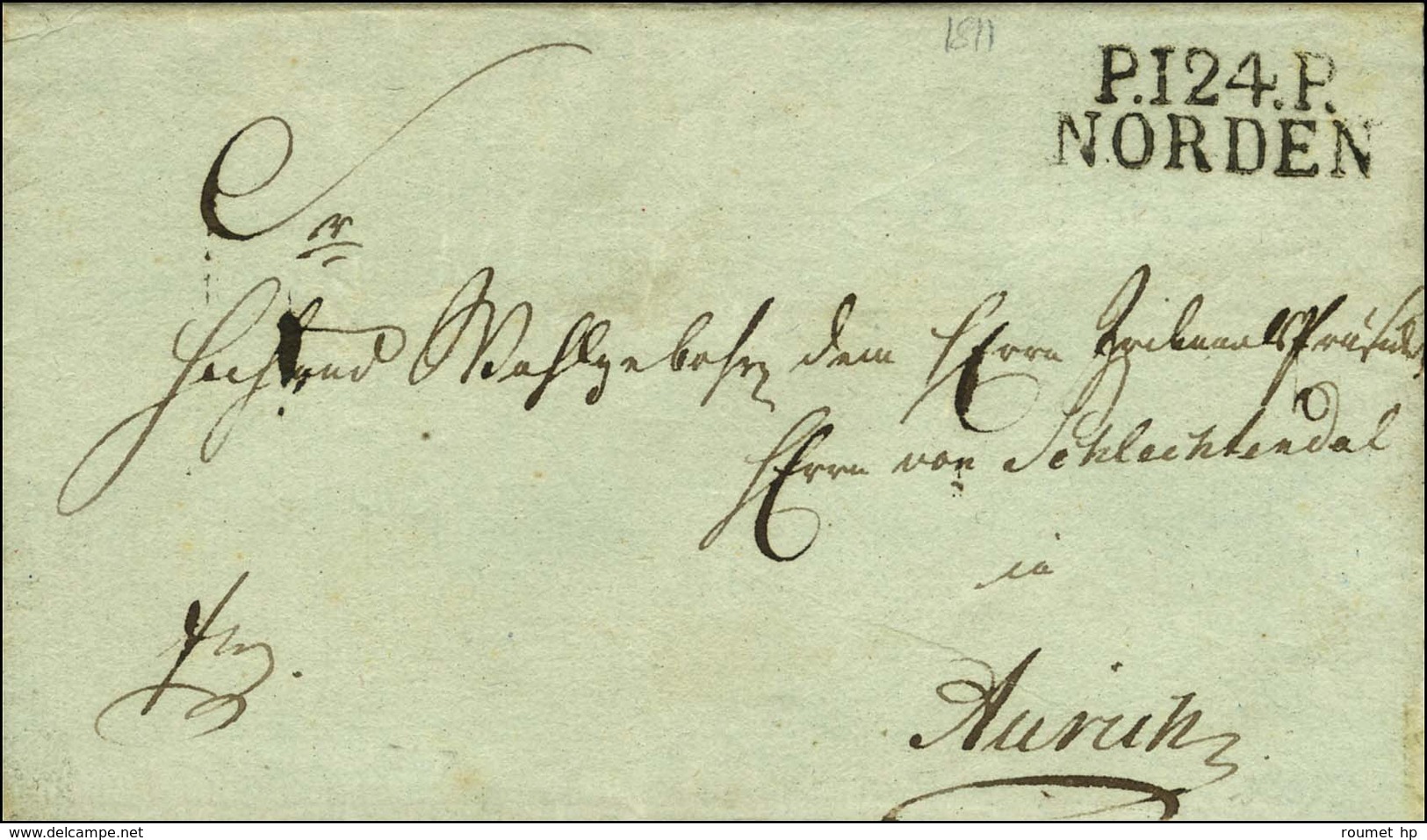 P.124.P. / NORDEN Sur Lettre Avec Texte Daté 1811. - SUP. - R. - 1792-1815: Dipartimenti Conquistati