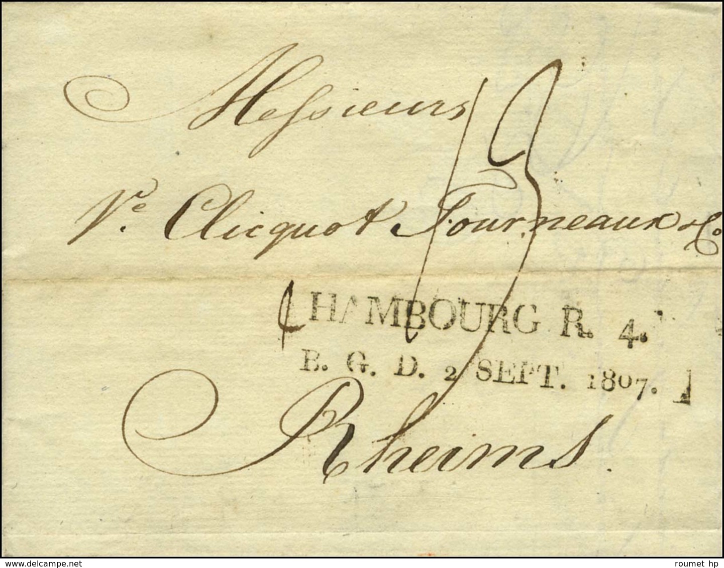 HAMBOURG R.4 / B.G.D. 2 SEPT. 1807 Sur Lettre Pour Reims. - TB / SUP. - 1792-1815: Départements Conquis
