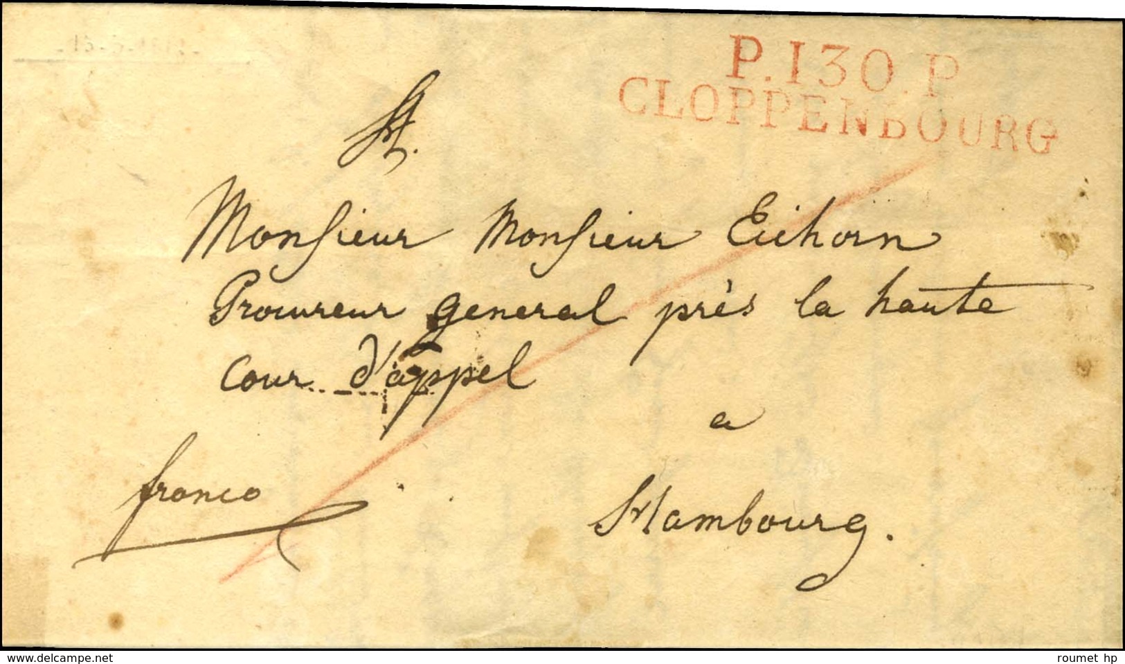 P.130.P. / CLOPPENBOURG Rouge Sur Lettre Avec Texte Daté 1812. - TB / SU¨P. - R. - 1792-1815: Départements Conquis