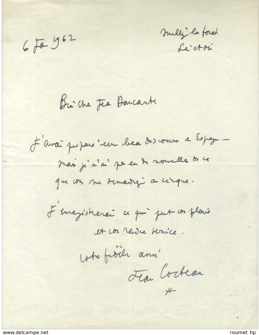 COCTEAU Jean (1889-1963), écrivain, Peintre Et Cinéaste, De L'Académie Française. - Autres & Non Classés