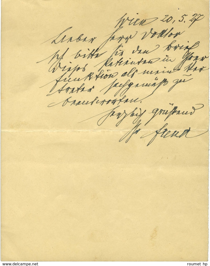 FREUD Sigmund (1856-1939), Père De La Psychanalyse. - Autres & Non Classés