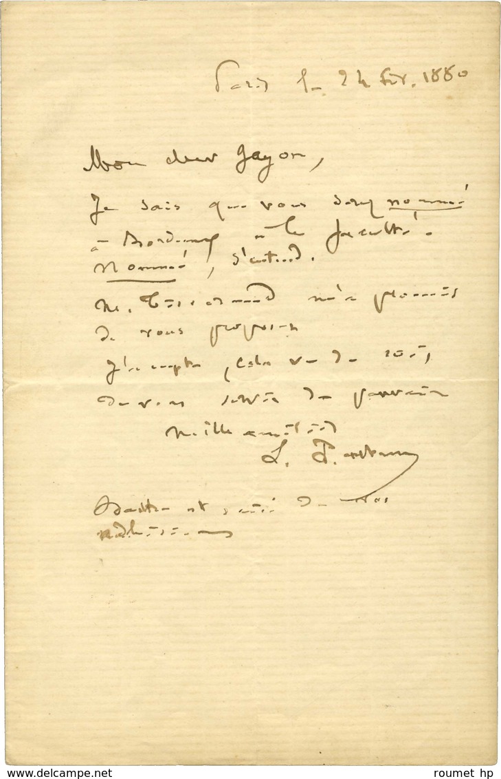 PASTEUR Louis (1822-1895), Chimiste Et Biologiste. - Autres & Non Classés