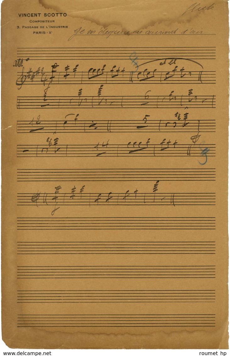 SCOTTO Vincent (1874-1952), Compositeur. - Autres & Non Classés