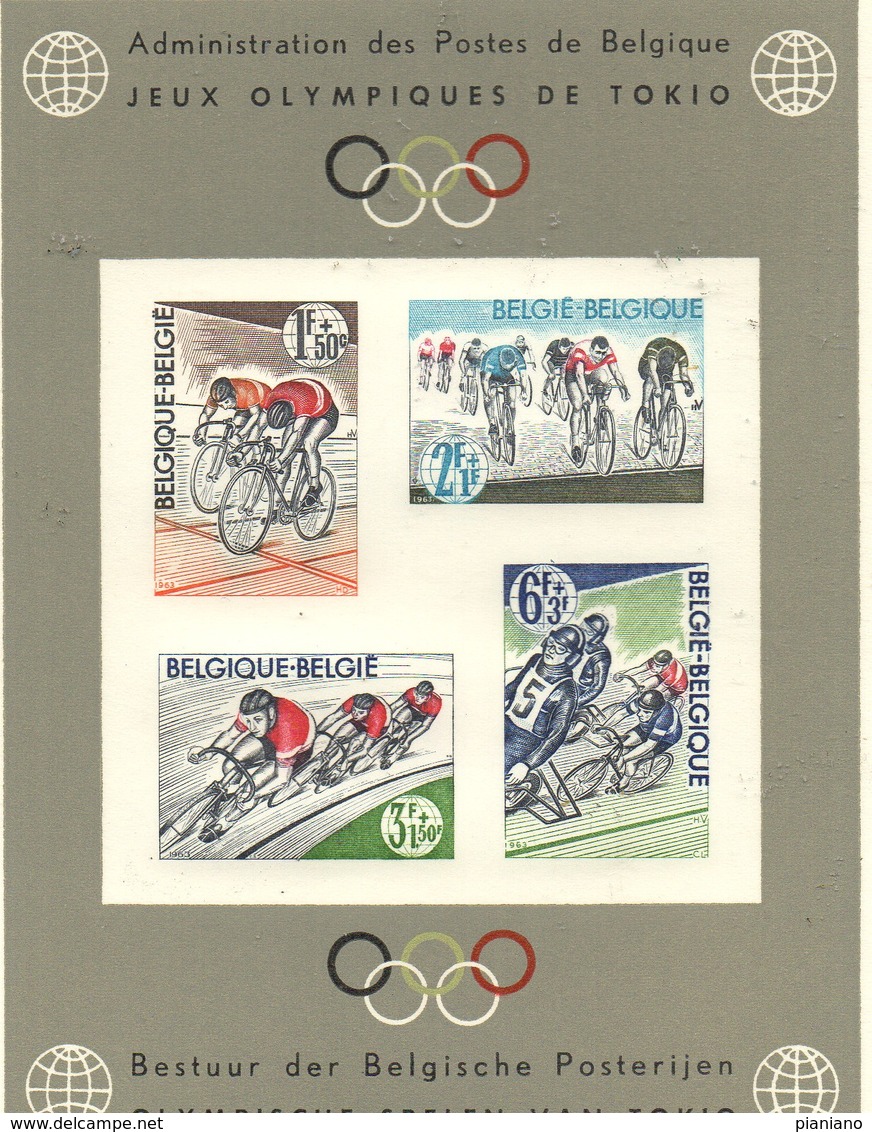 PIA  - BELGIO -  1963 : 80° Anniversario Della Lega Velocipedistica Belga E Olimpiadi Di Tokio  -   (COB LX46  ) - Feuilles Complètes & Feuillets