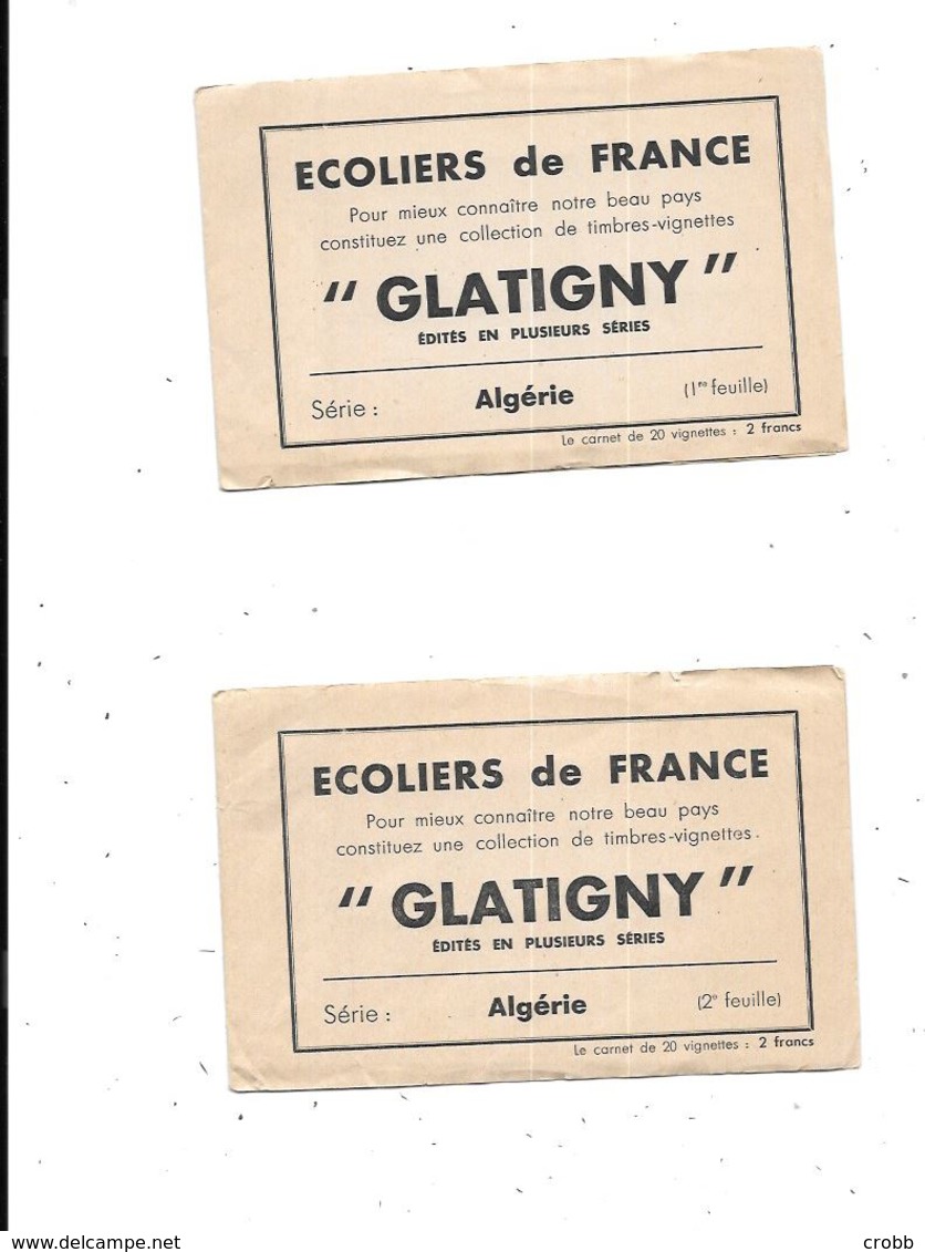 Carnet Vignettes Ecoliers De France, GLATIGNY, Série  ALGERIE 1 Et 2 - Tourisme (Vignettes)