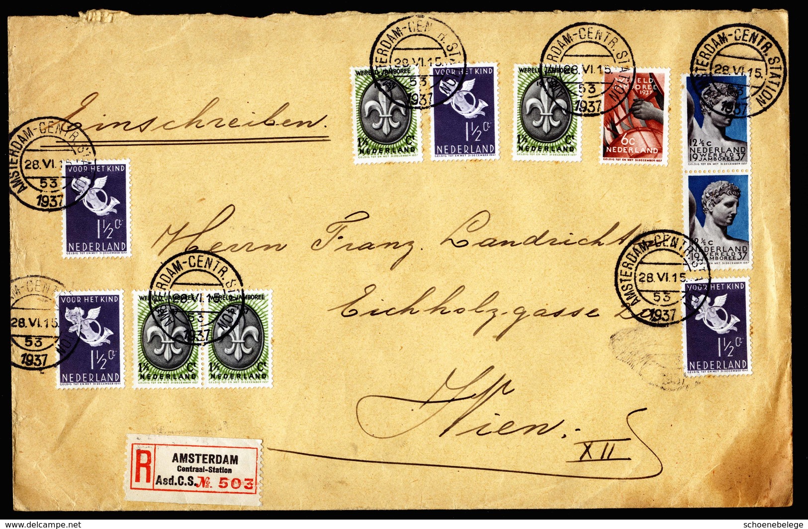 A6181) Niederlande Netherlands R-Brief Amsterdam 28.06.37 N. Wien - Covers & Documents