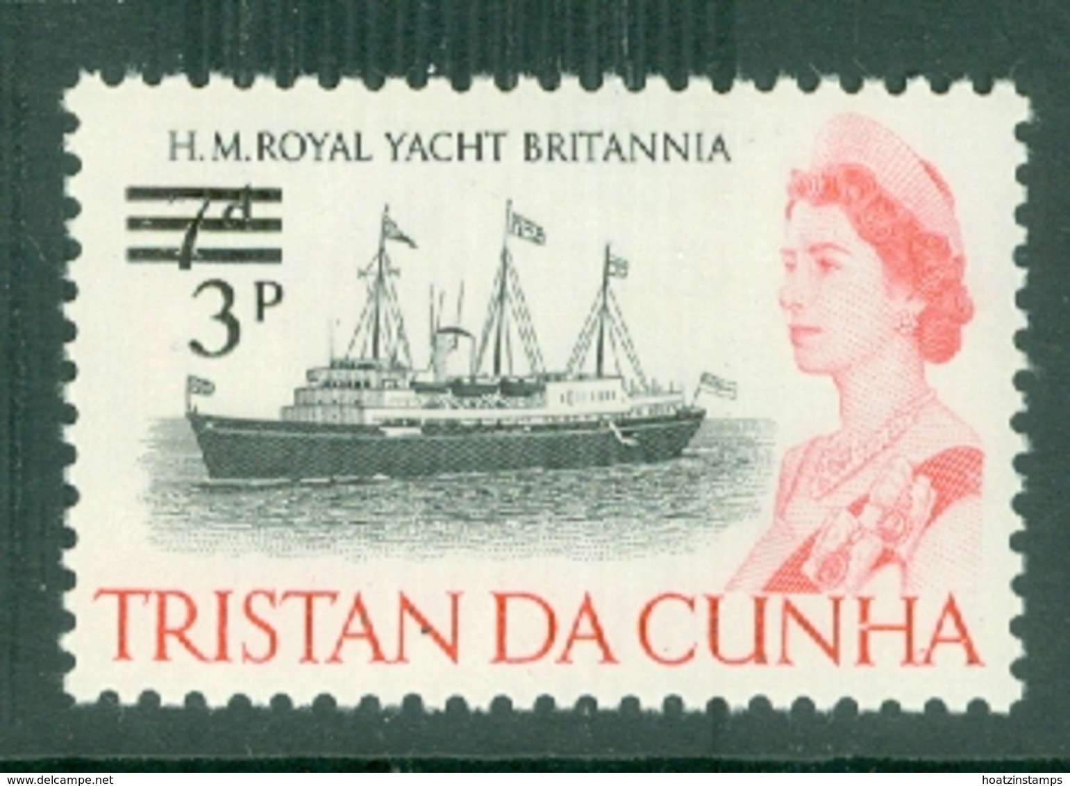 Tristan Da Cunha: 1971   QE II - Ships - Decimal Currency Surcharge  SG141    3p On 7d    MH - Tristan Da Cunha