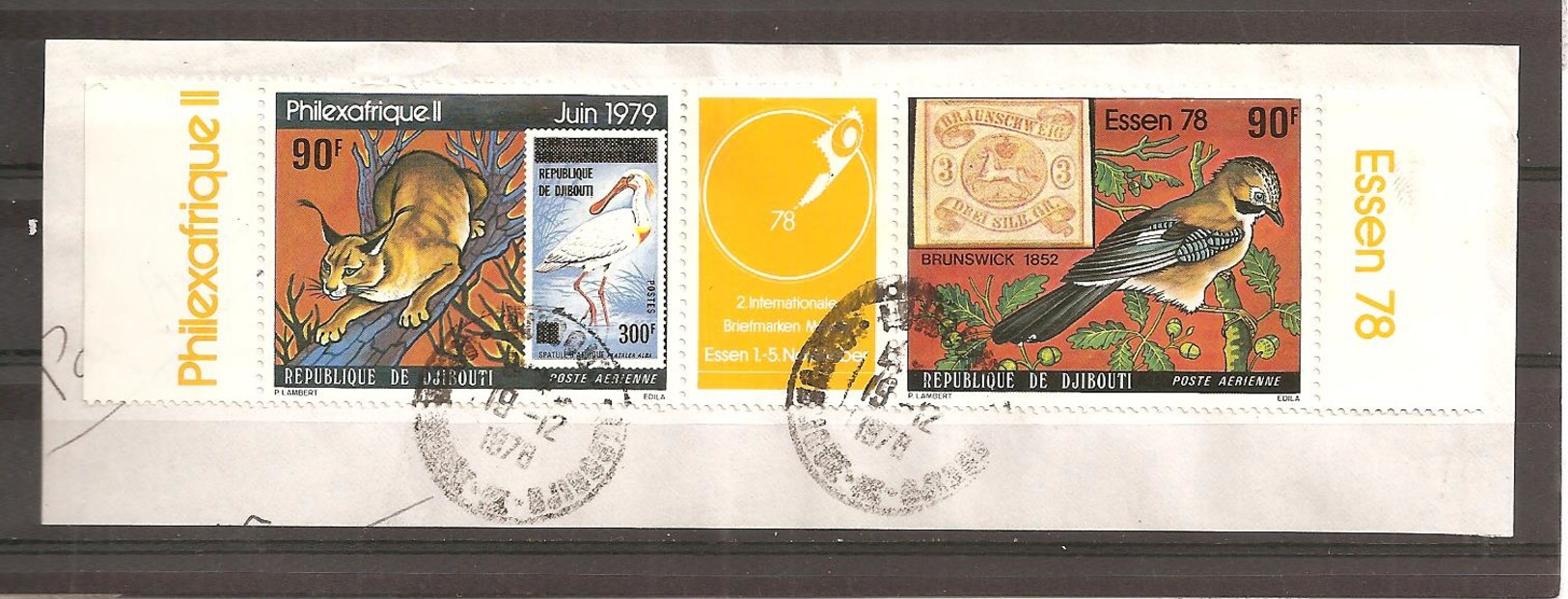 Timbre Sur Fragment DJIBOUTI. PHILEX FRANCE 1979  PARFAIT ETAT  R/V - Djibouti (1977-...)