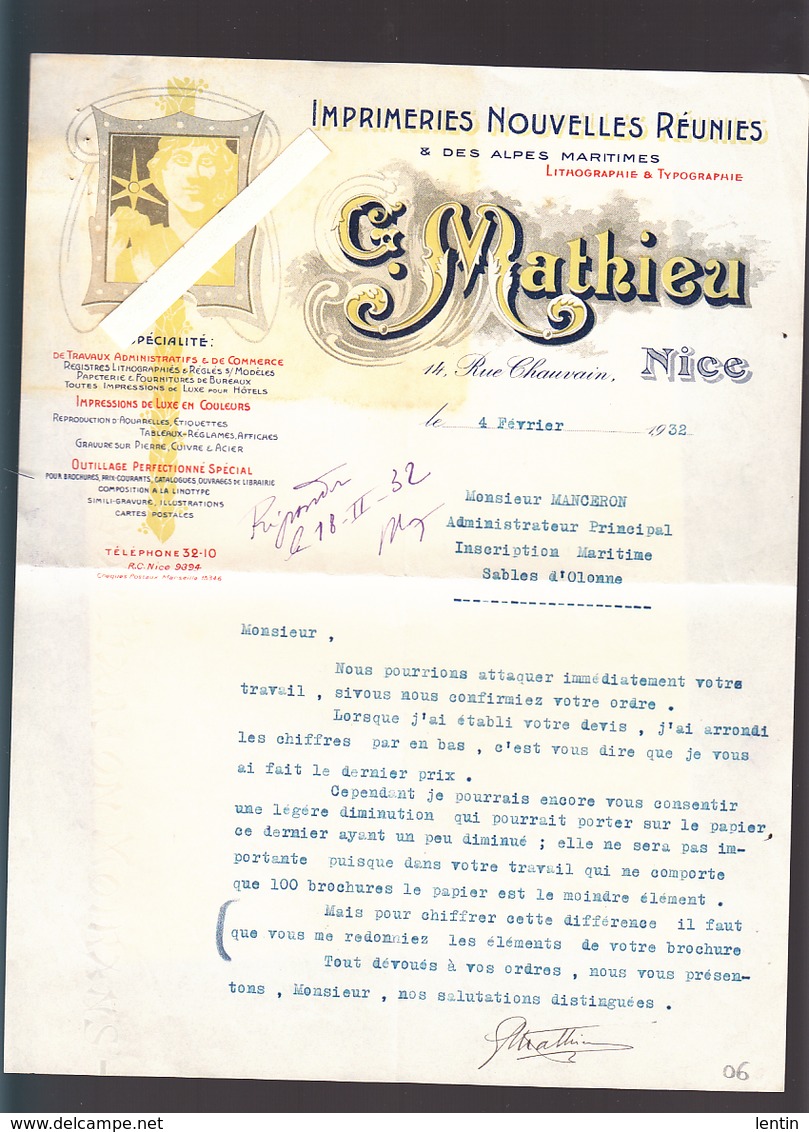 Nice (06) Fascicule Circa1925, 8 Pages Eclaireur De Nice / Lettre Imprimeries Nelles Mathieu - 1900 – 1949