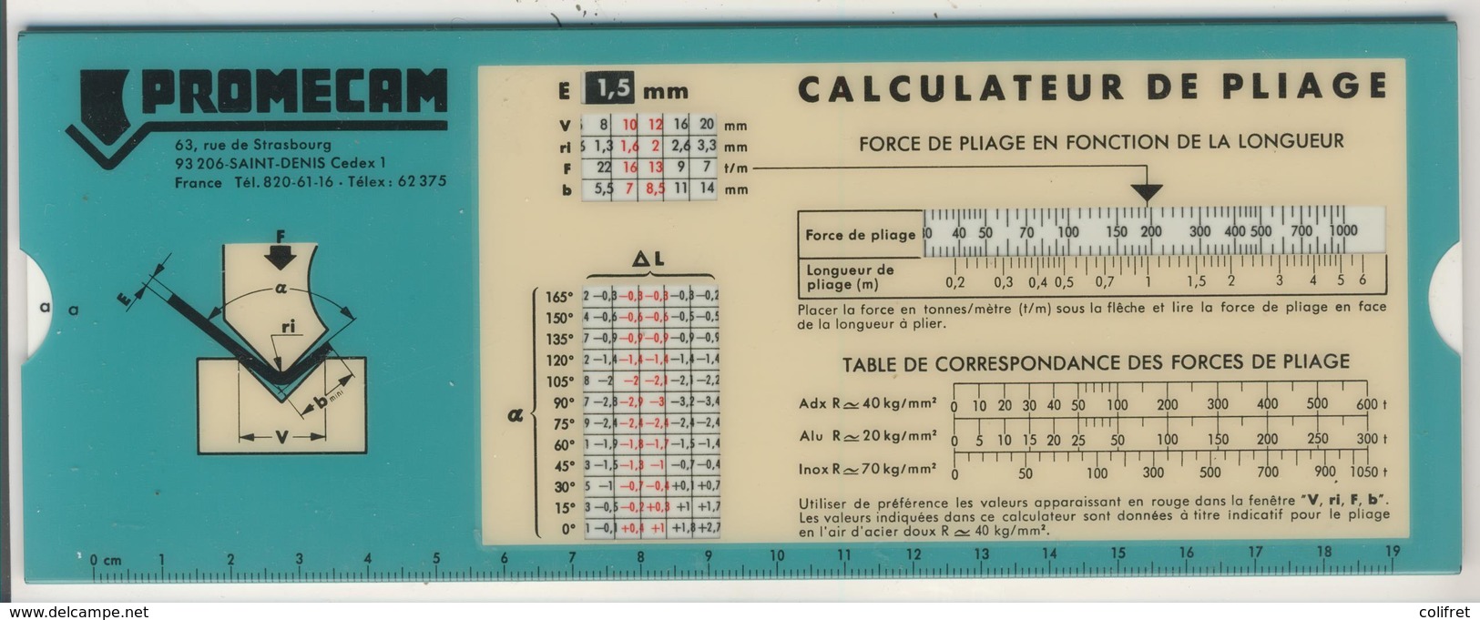 Abaques -     Promecam  -  Calculateur De Pliage (Plastique) - Other Plans